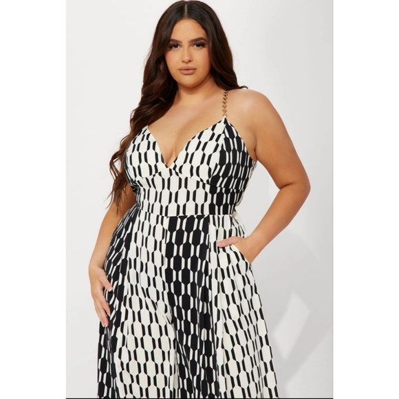Fashion Nova | Krisha Satin Jumpsuit - White/Black - Picture 2 of 3
